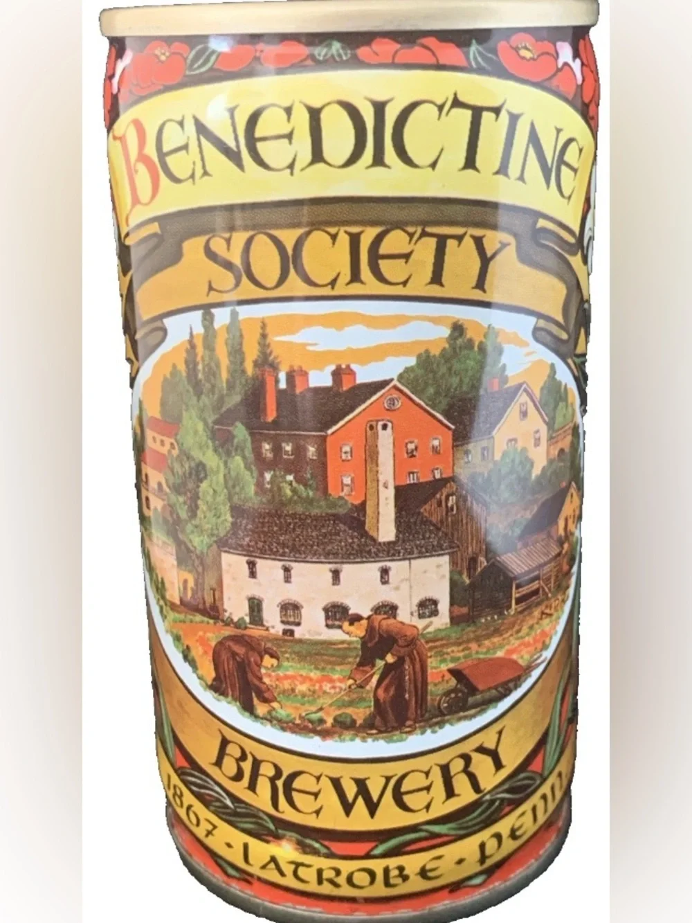 Vintage Beer Can Benedictine Society American Brewers Historical Empty Latrobe